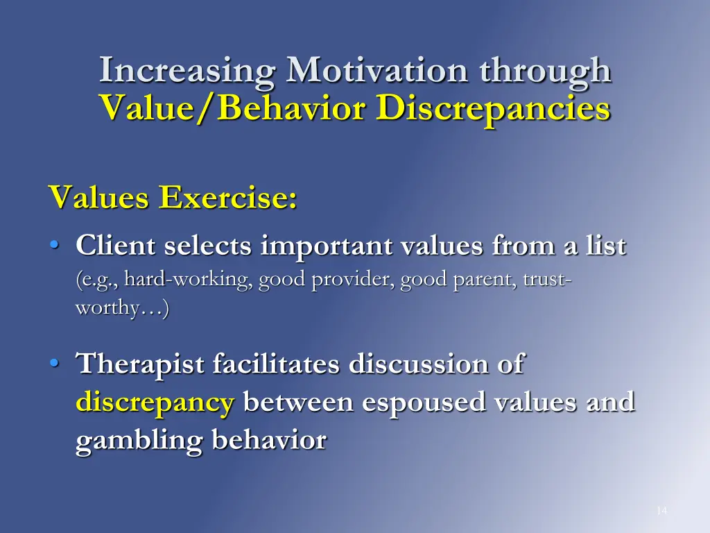 increasing motivation through value behavior