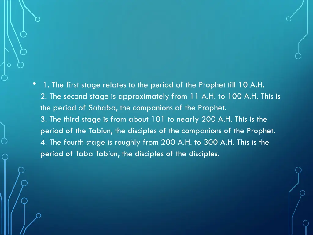 1 the first stage relates to the period