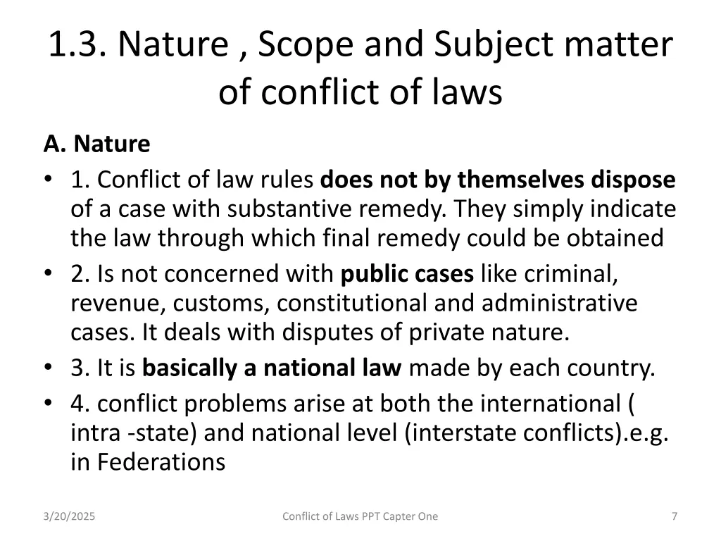 1 3 nature scope and subject matter of conflict