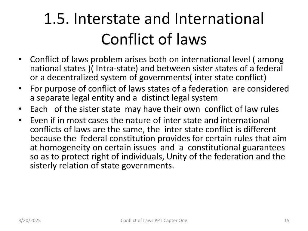 1 5 interstate and international conflict of laws