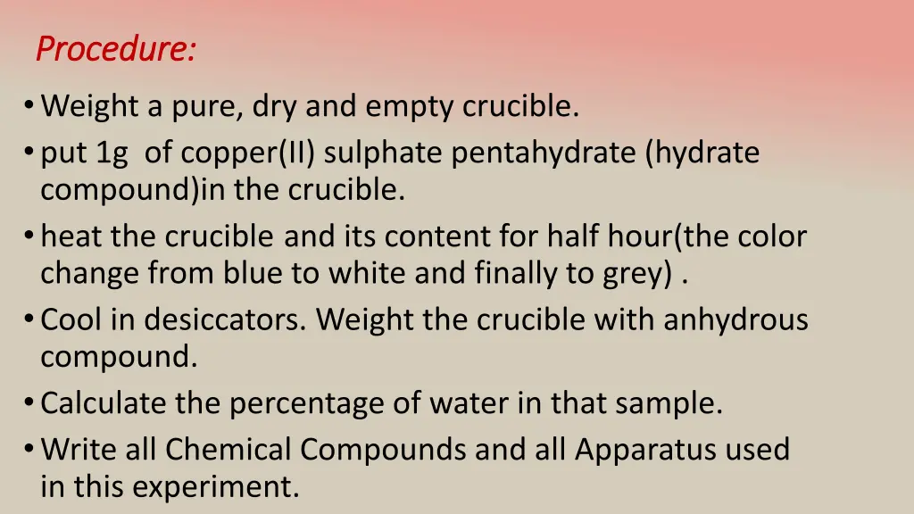 procedure procedure weight a pure dry and empty