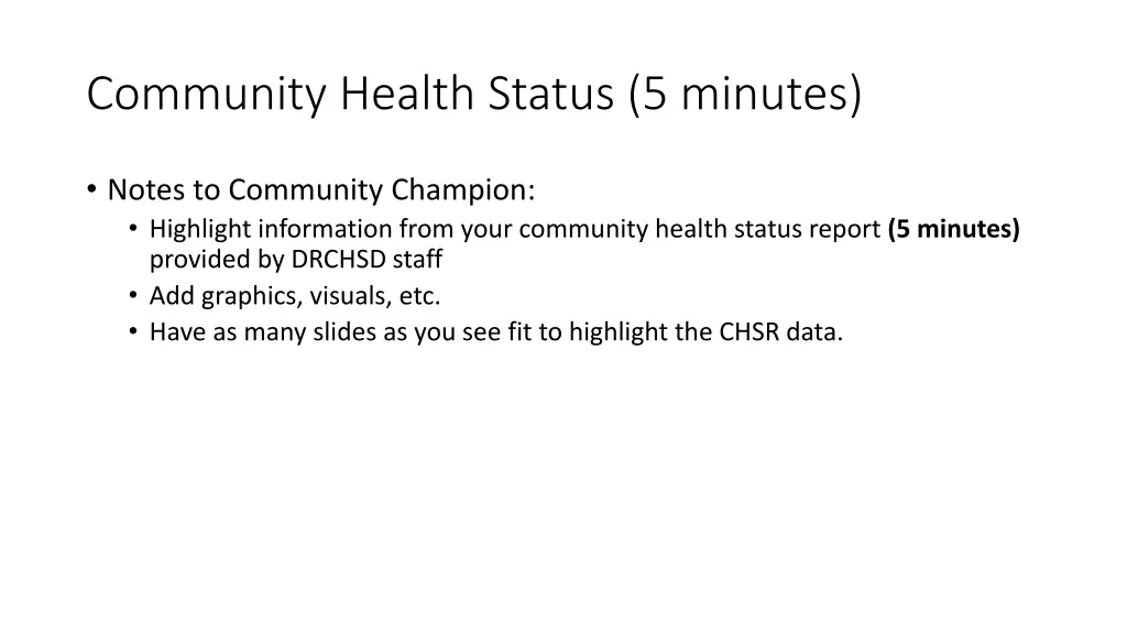 community health status 5 minutes