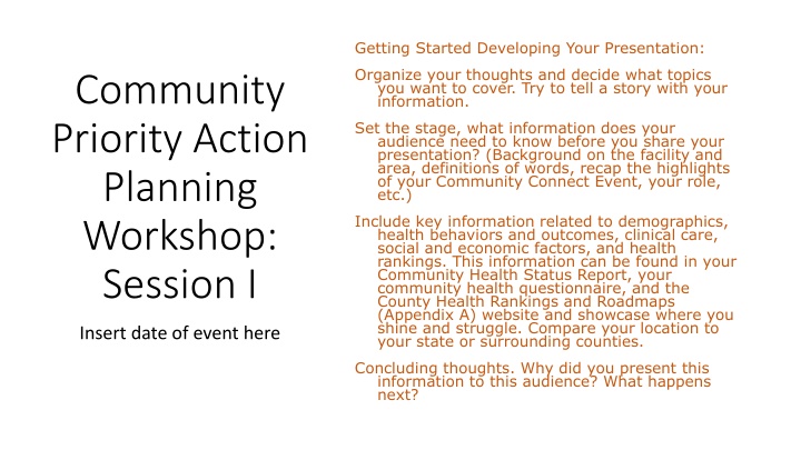 getting started developing your presentation