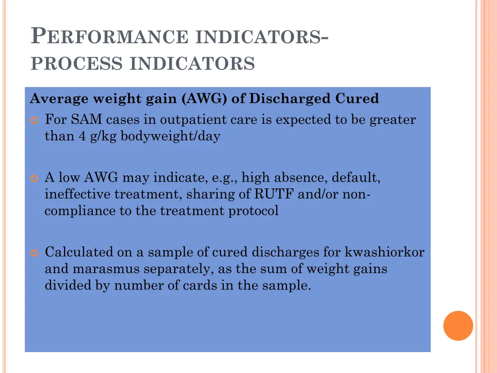 p erformance indicators process indicators 5