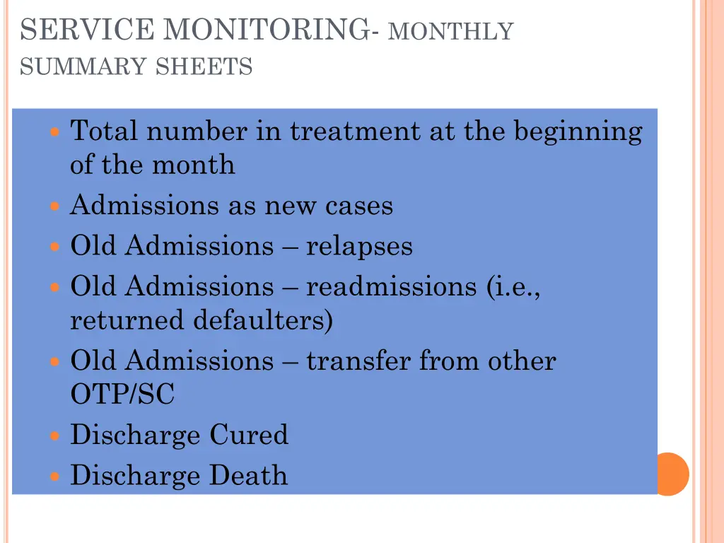service monitoring monthly summary sheets 1