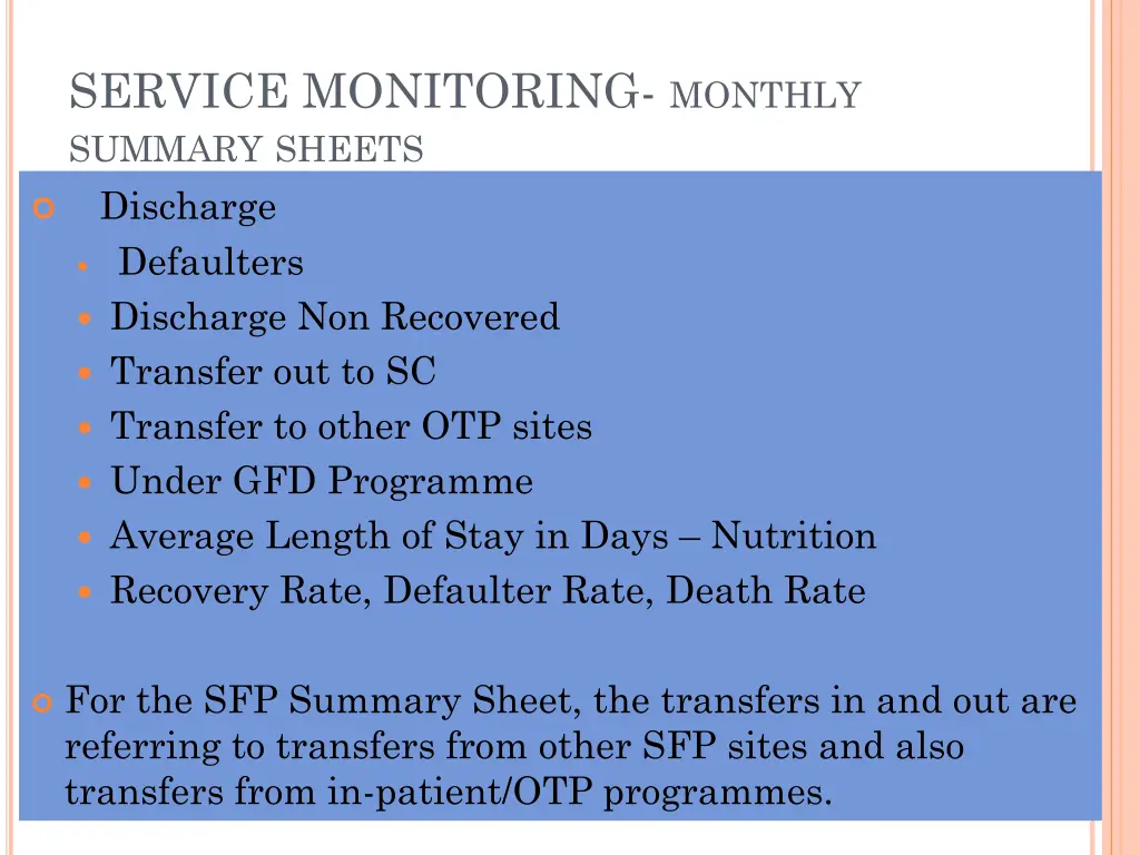 service monitoring monthly summary sheets 2