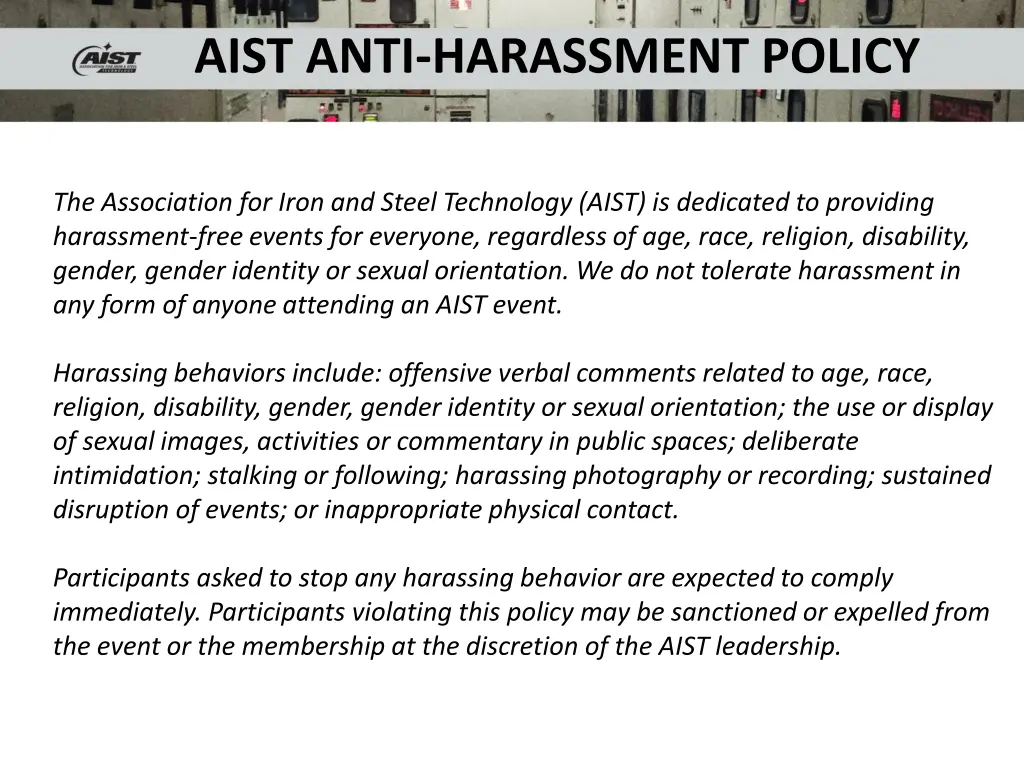 aist anti harassment policy