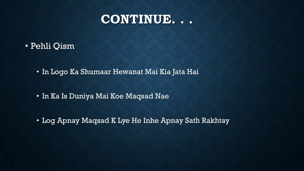 continue