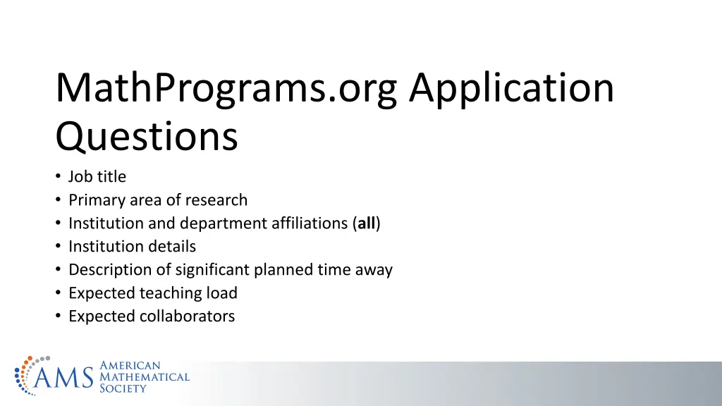 mathprograms org application questions job title