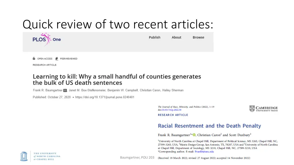 quick review of two recent articles