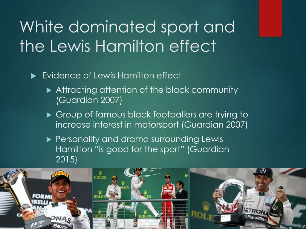white dominated sport and the lewis hamilton
