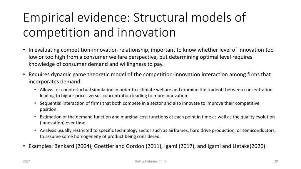 empirical evidence structural models