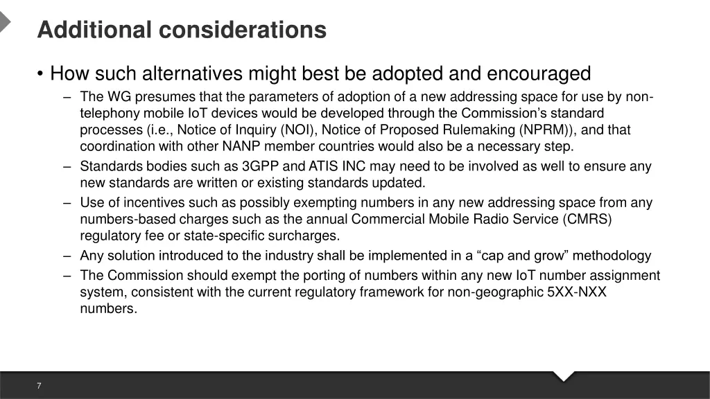 additional considerations