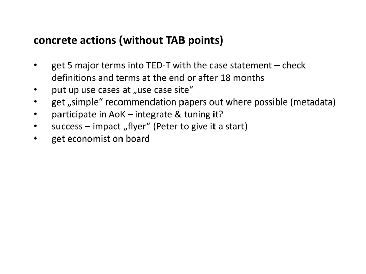 concrete actions without tab points