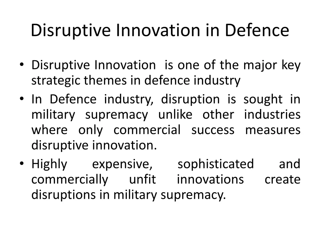 disruptive innovation in defence
