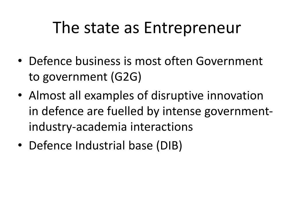 the state as entrepreneur