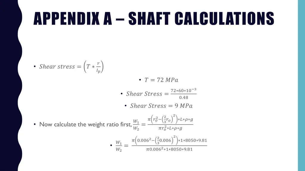 appendix a shaft calculations