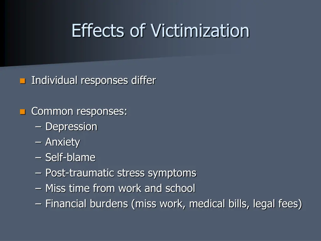 effects of victimization