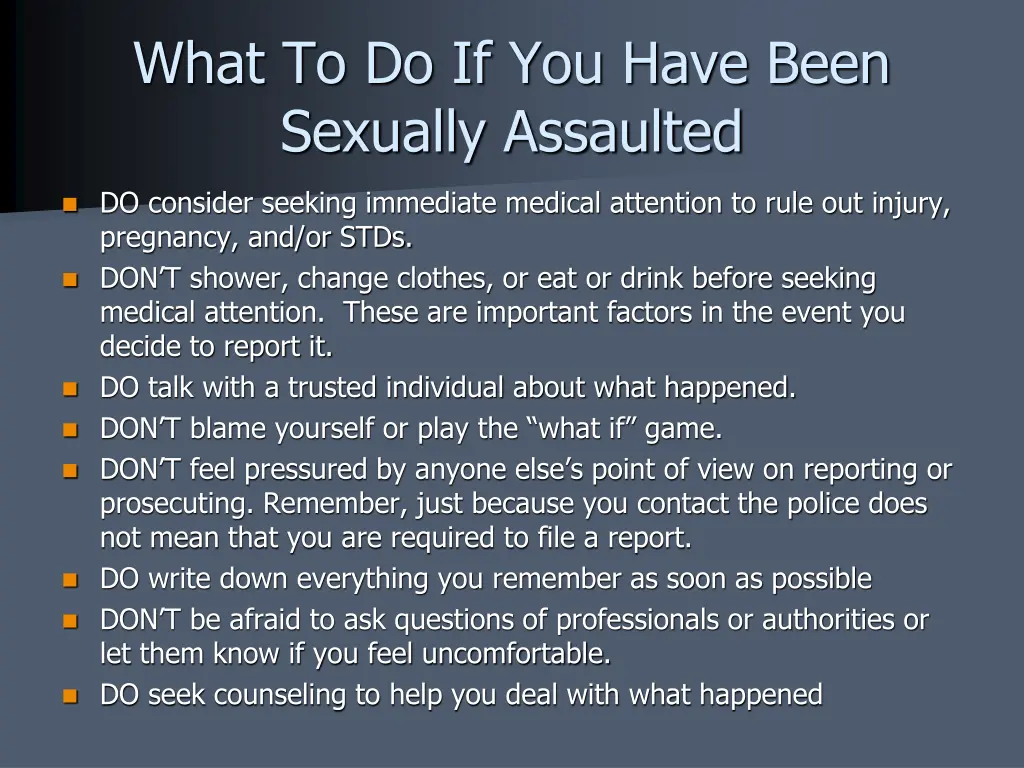 what to do if you have been sexually assaulted