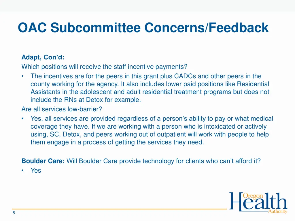 oac subcommittee concerns feedback 1