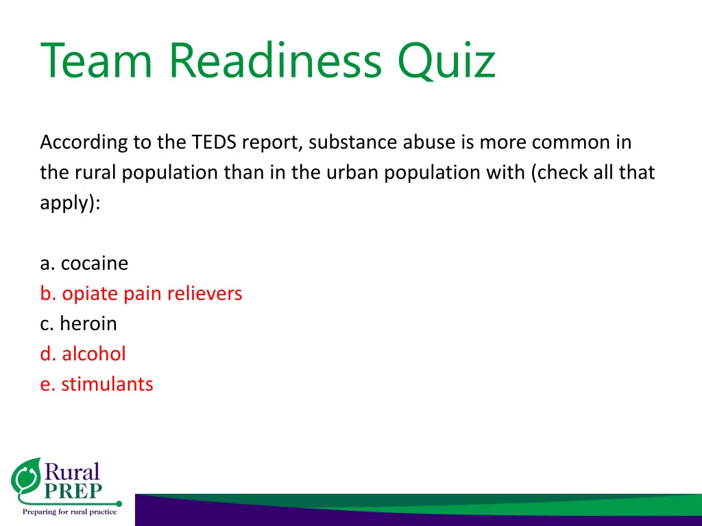 team readiness quiz 8