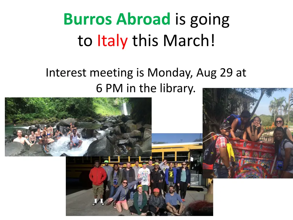 burros abroad is going to italy this march