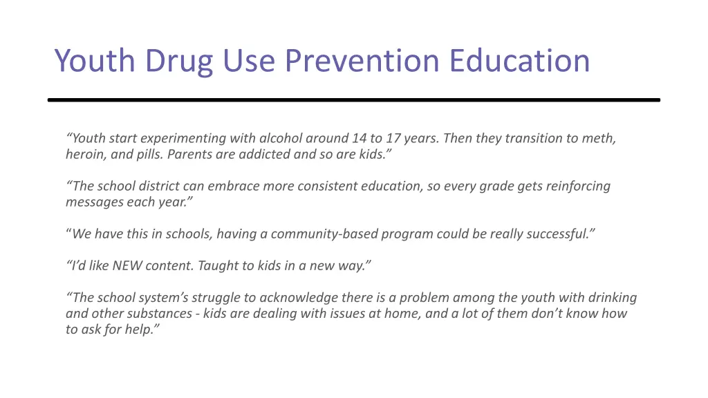 youth drug use prevention education