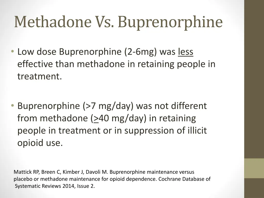 methadone vs buprenorphine