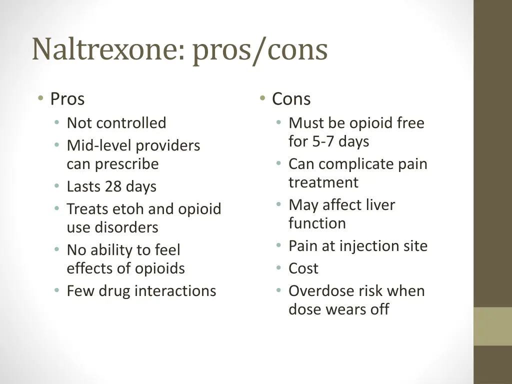 naltrexone pros cons