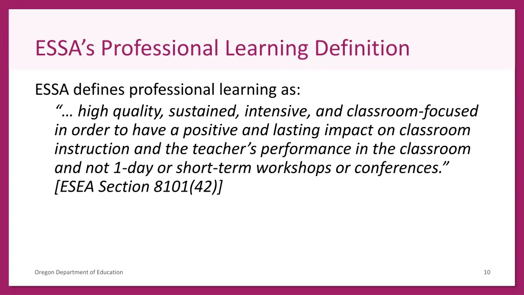 essa s professional learning definition