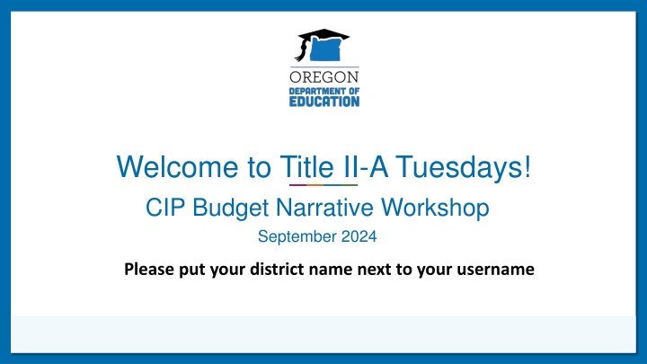 welcome to title ii a tuesdays cip budget