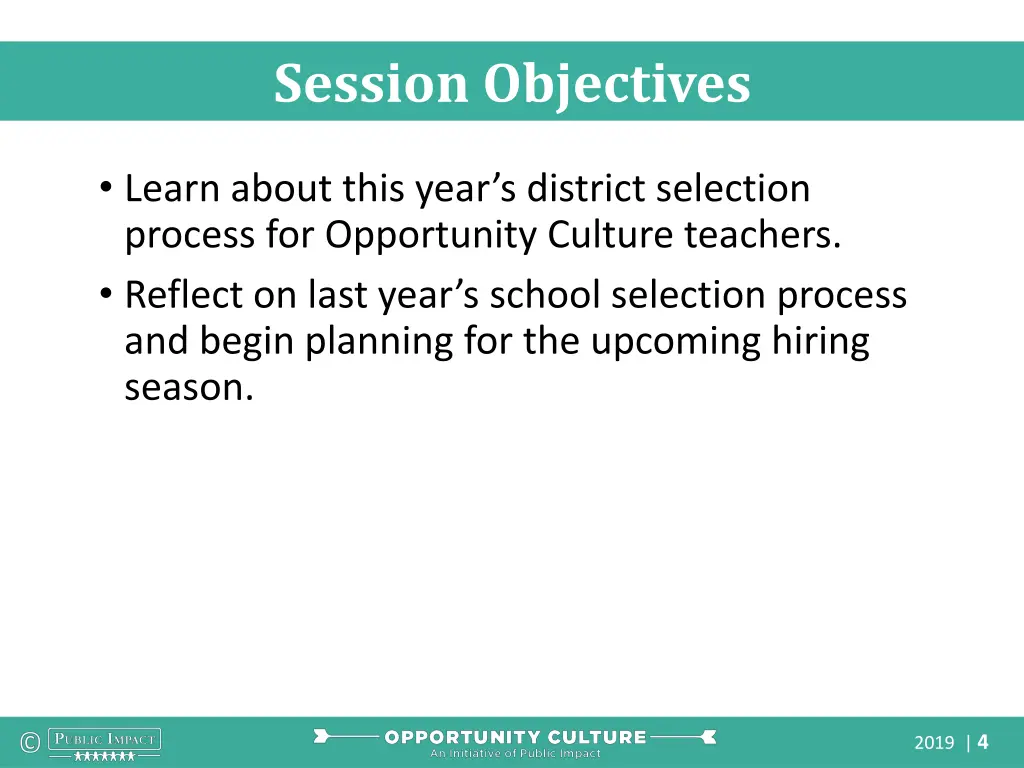 session objectives