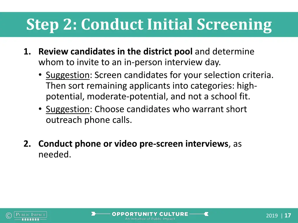 step 2 conduct initial screening