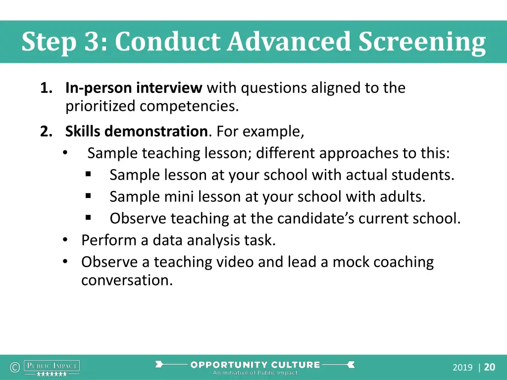 step 3 conduct advanced screening