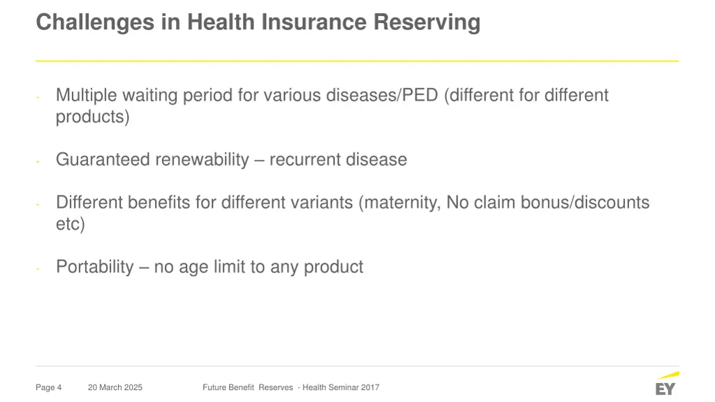 challenges in health insurance reserving