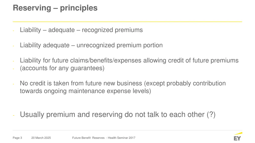 reserving principles