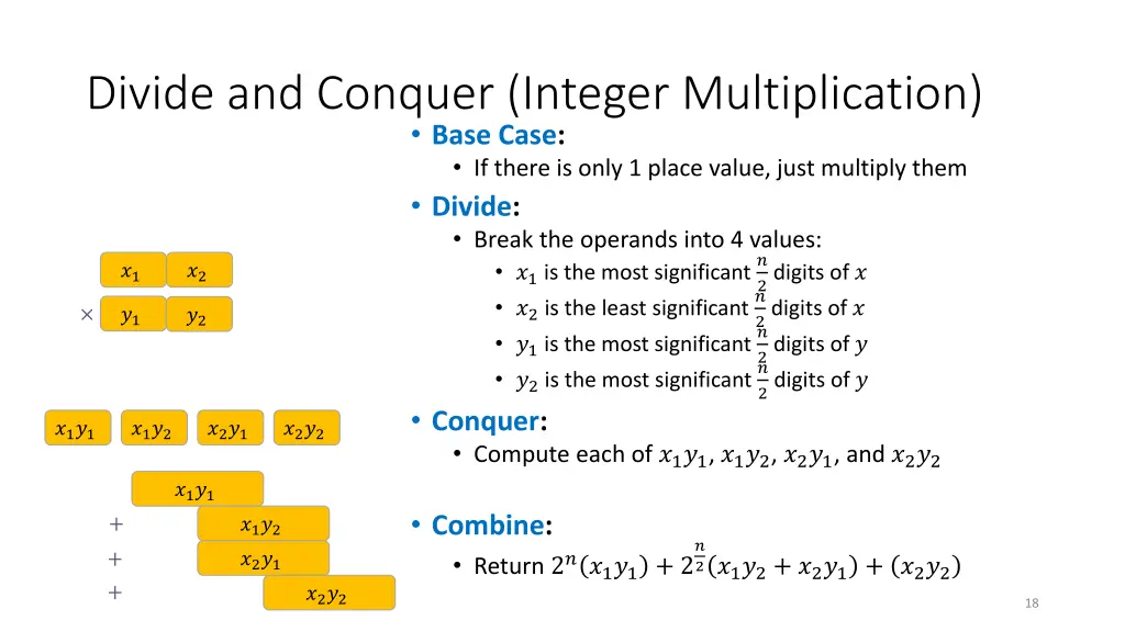 divide and conquer integer multiplication base