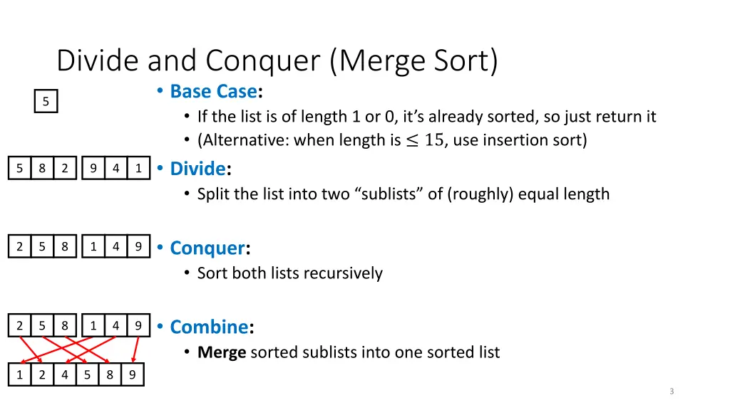 divide and conquer merge sort base case
