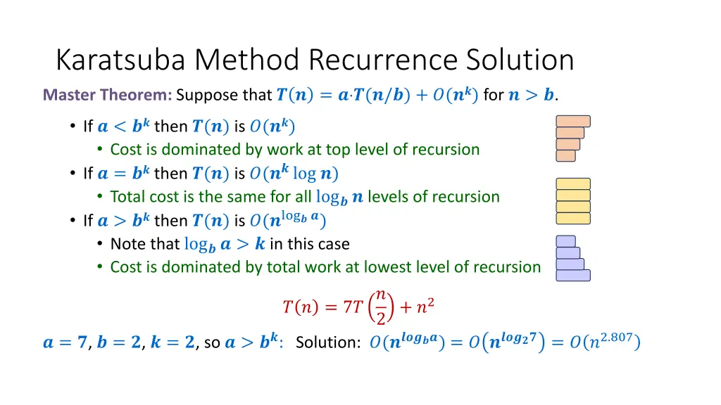 karatsuba method recurrence solution master 2