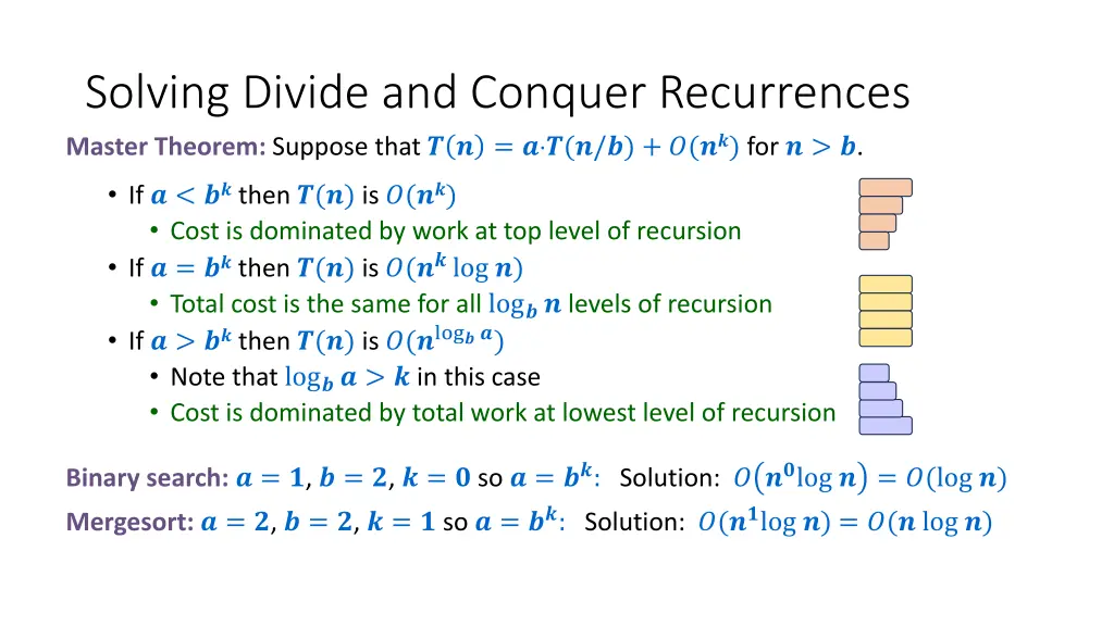 solving divide and conquer recurrences master
