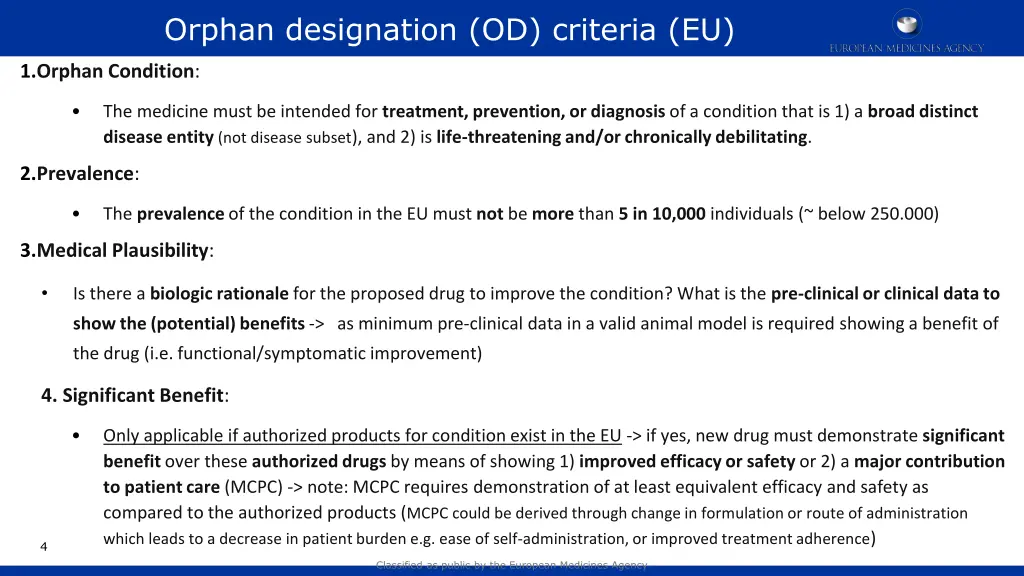 orphan designation od criteria eu
