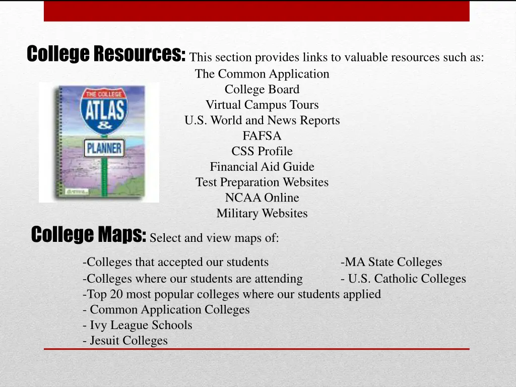 college resources this section provides links