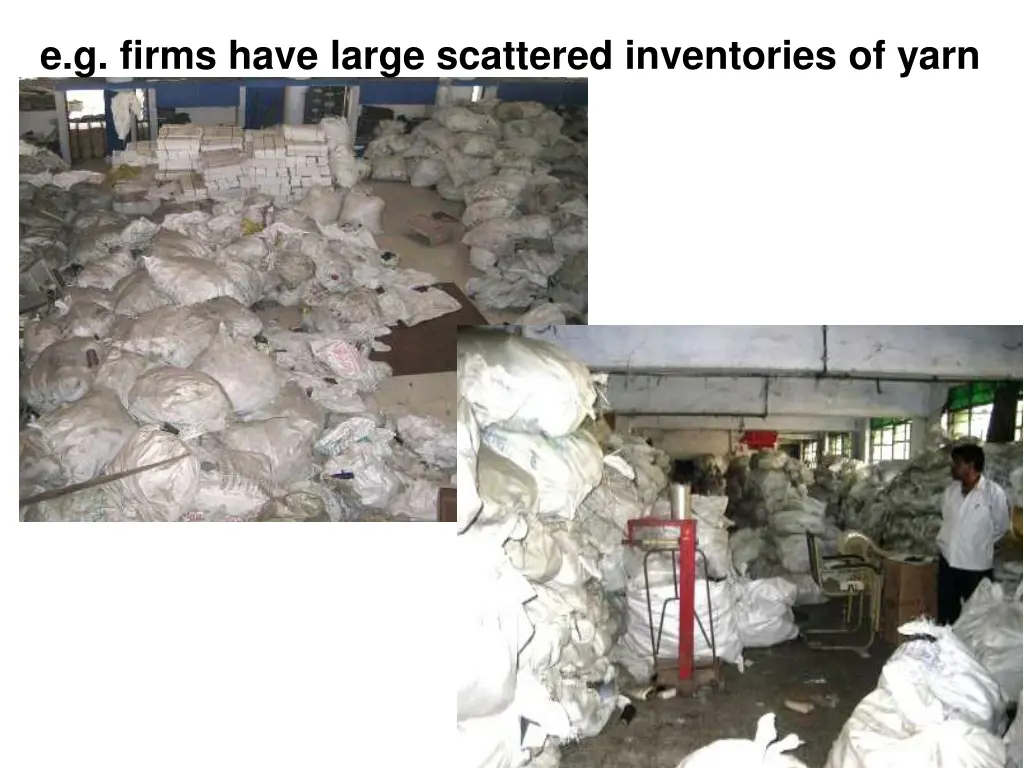 e g firms have large scattered inventories of yarn