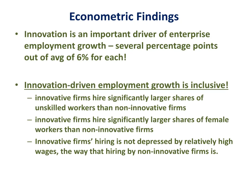 econometric findings