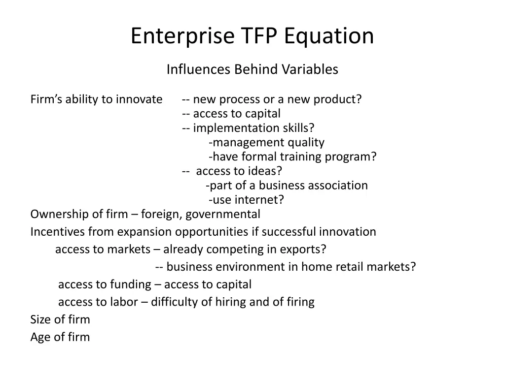 enterprise tfp equation