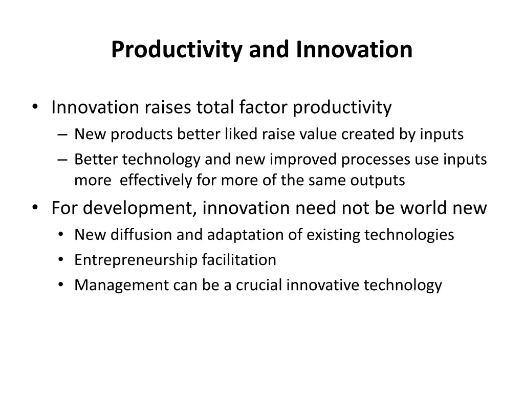 productivity and innovation