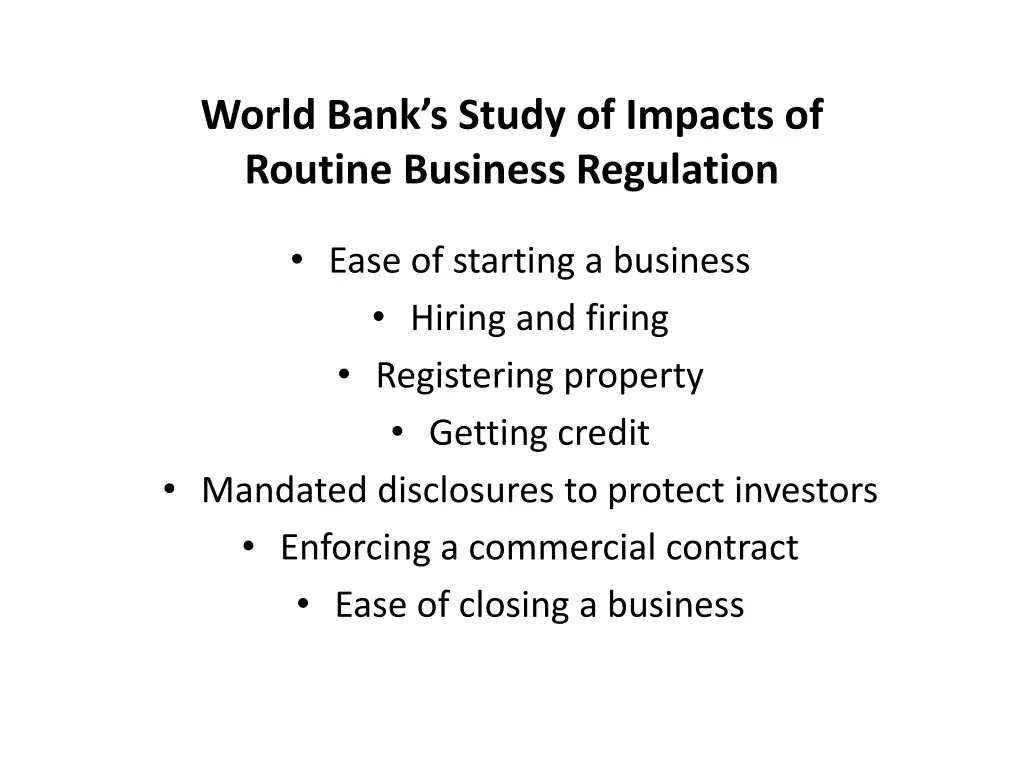 world bank s study of impacts of routine business