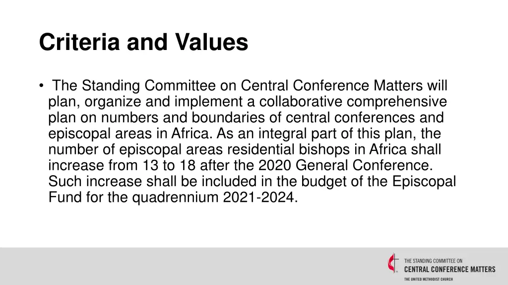 criteria and values