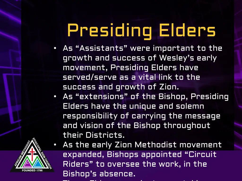 presiding elders as assistants were important