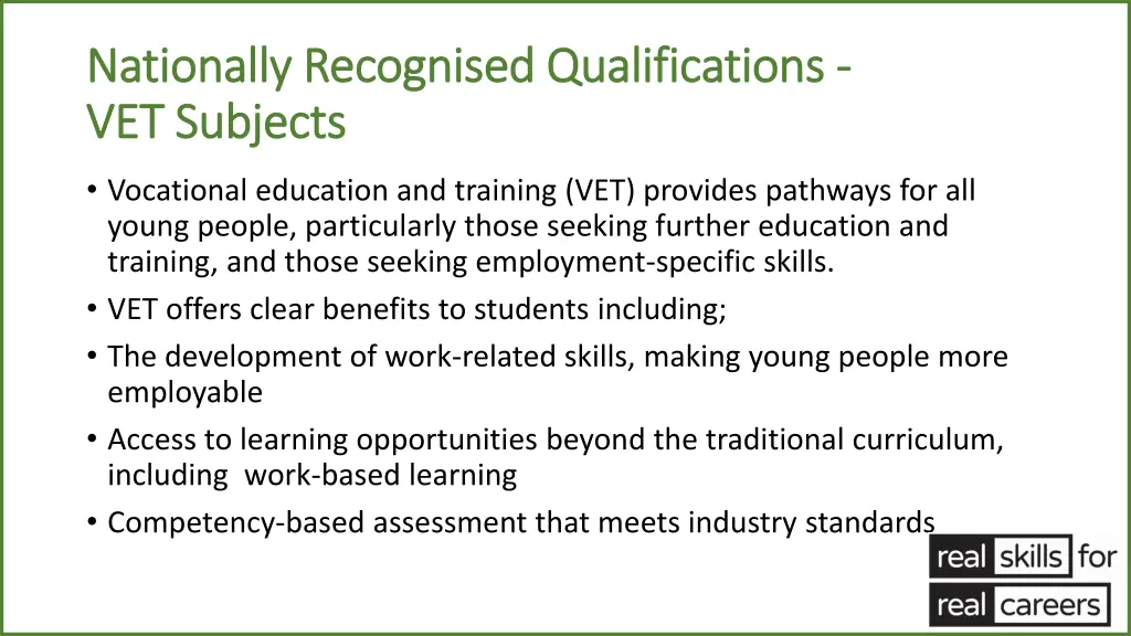 nationally recognised qualifications nationally